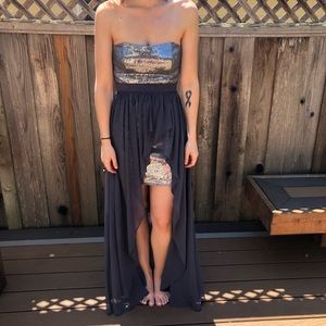 High/low sequin dress